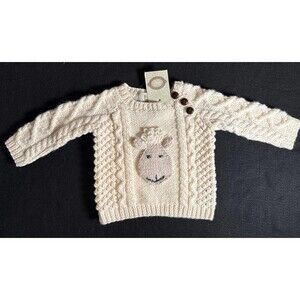 Aran Sweater Market Ireland Wool Knit Sheep Button Cable  Large 12-18 Mos NWT